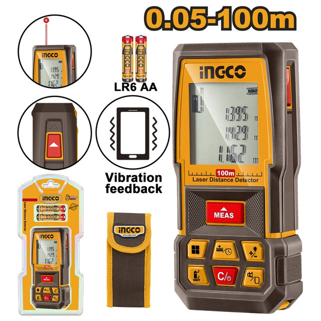 HLDD1008INGCOجهاز قياس المسافة بالليزر INGCO مدى 100 متر HLDD1008 احترافي