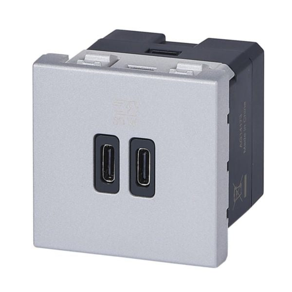 077632LLegrandشاحن موزايك USB بمودول مزدوج 30 واط نوع C توصيل الطاقة ألومنيوم