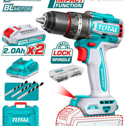 TIDLI208687Total ToolsTIDLI208687 مثقاب التأثير بدون فرش وبدون سلك 20 فولت احترافي