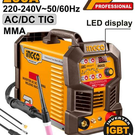 ING- ACDCTIG20068INGCOماكينة لحام INGCO العاكس AC DC TIG/MMA 200 أمبير