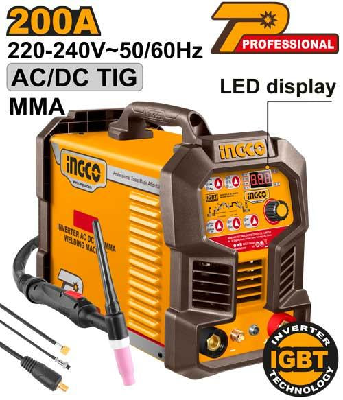 ING- ACDCTIG20068INGCOماكينة لحام INGCO العاكس AC DC TIG/MMA 200 أمبير