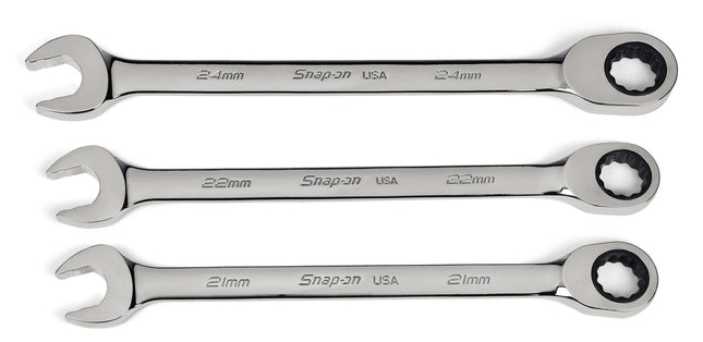 SOXRM703ASnap-Onمجموعة مفاتيح ربط متحركة ثلاثية الأجزاء بنظام Flank Drive Plus غير قابلة للعكس