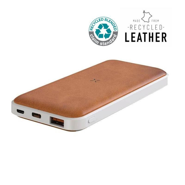 ITPB 1141Toolmart GiftsALBECK - Recycled Leather 10000mAh PD Powerbank - White/Tan