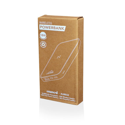 ITPB 1141Toolmart GiftsALBECK - Recycled Leather 10000mAh PD Powerbank - White/Tan