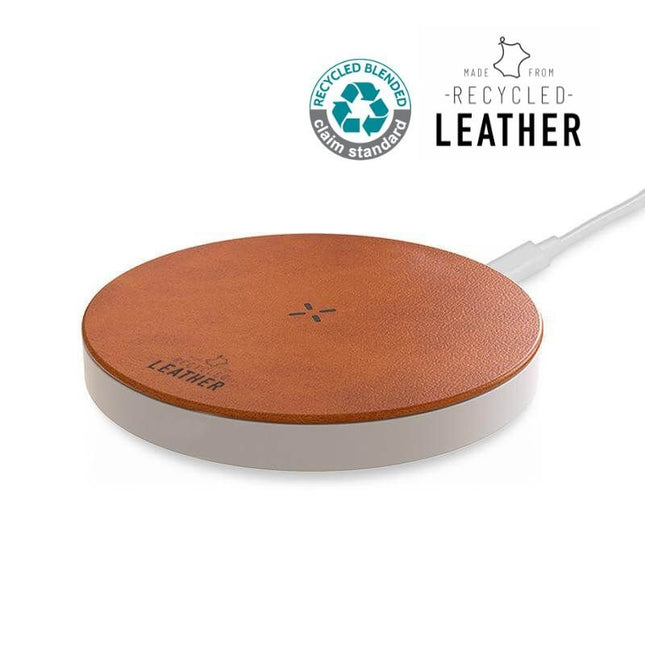 ITWC 1139Toolmart GiftsANZIO - Recycled Leather 15W Wireless Charger - White/Tan