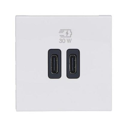077631LLegrandشاحن موزايك USB 2 وحدة 30 واط نوع C توصيل الطاقة أبيض