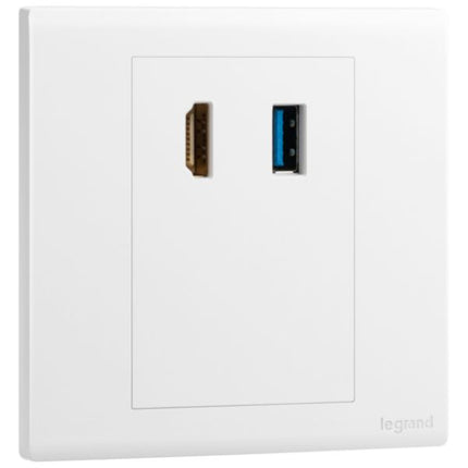MEC44015WHLegrandمقبس Obria HDMI مع مقبس بيانات USB A أبيض