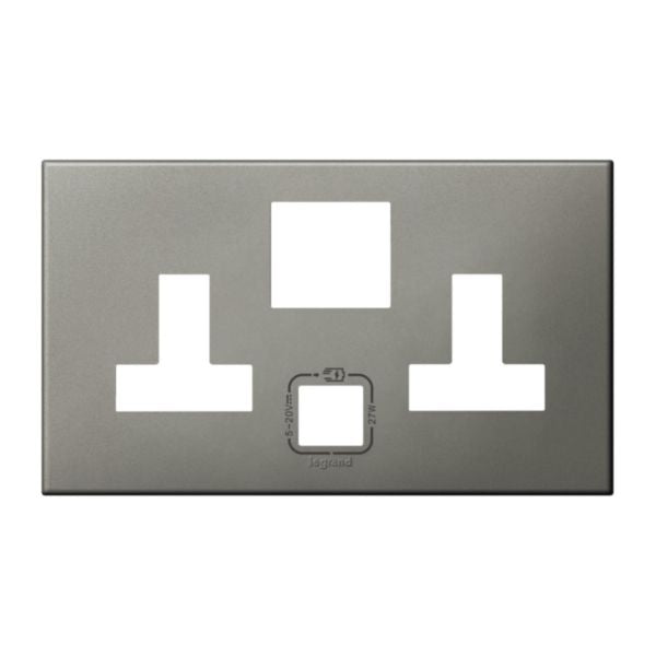 575441Legrandلوحة ليجراند ثنائية 13A BS محمية بمنفذ USB 27W مغناطيسي