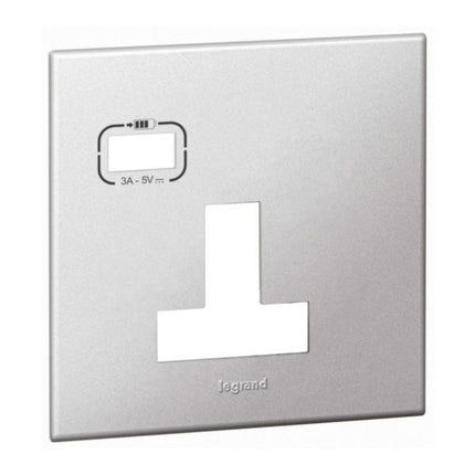 575189ALegrandلوحة ليجراند أحادية الوحدة BS 13A مع منفذ USB A ألومنيوم ناعم