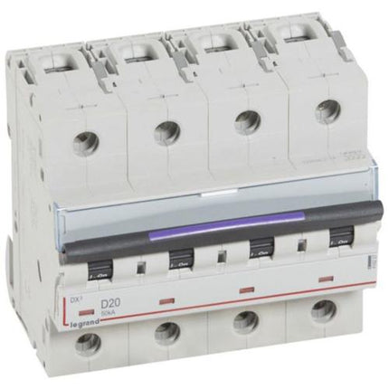 410227Legrandقاطع دائرة Legrand DX3 رباعي الأقطاب 20A منحنى D