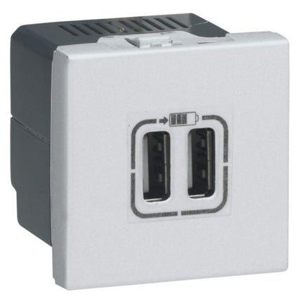 079394Legrandمنفذ USB مزدوج Mosaic من Legrand 5V 1500mA وحدتان ألومنيوم