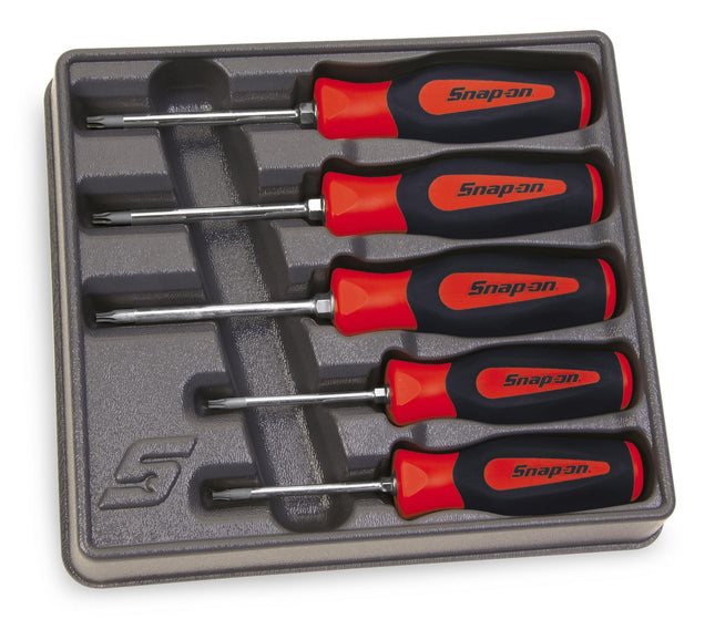 SGDTX50BRSnap-Onمجموعة 5 قطع مفكات TORX Instinct بقبضة ناعمة قياسية حمراء