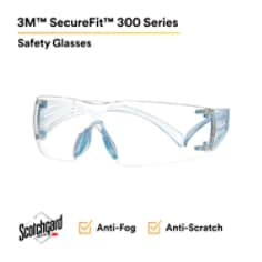 500511312787953Mنظارات الأمان 3M SecureFit 300 Series بألوان أزرق فاتح عدسة شفافة