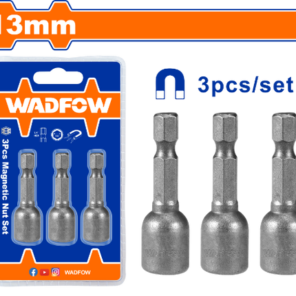 WWR1K13Wadfowمجموعة طربوش توت هيكس 13 مم 3 قطع من وادفوو