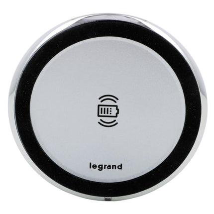 077641LLegrandموزايك شاحن لاسلكي 15 واط مستدير 80 ملم ألومنيوم
