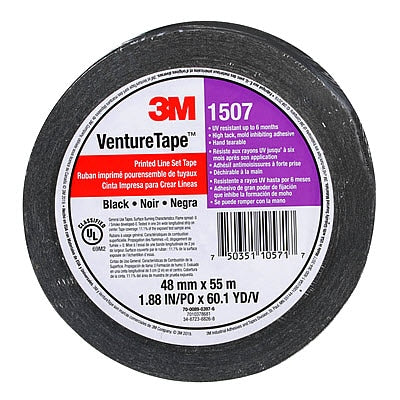 007503511057173Mشريط 3M Venture Tape Printed Line Set Tape 1507 أسود 48 ملم × 55 متر