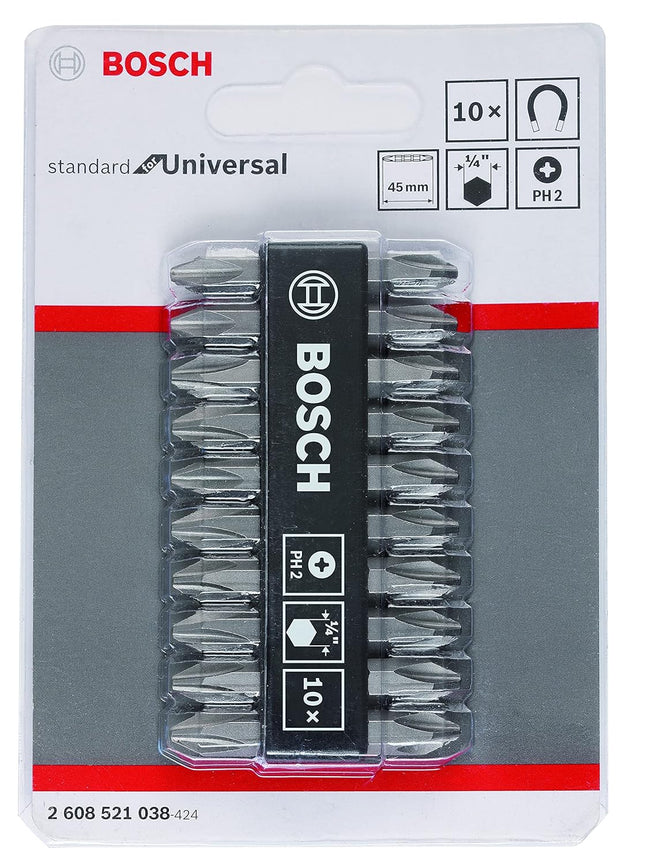 Screwdriver Double Ended Bit Set Standard for Universal PH2/PH2 45mm 10pcs