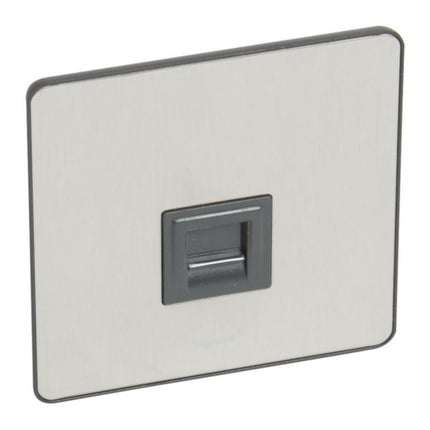 832054Legrandمقبس هاتفي Synergy Sleek RJ11/RJ12 من الفولاذ المقاوم للصدأ المصقول