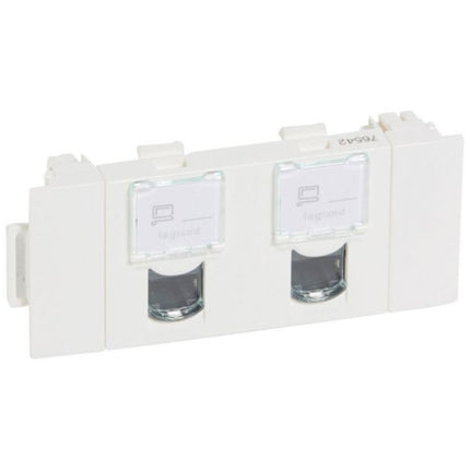 076542Legrandموزاييك مقبس RJ45 مزدوج Cat5e FTP 3 وحدات أبيض