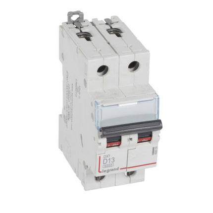 408030Legrandقاطع الدائرة الكهربائية Legrand MCB DX3 6000A ثنائي القطب 13A منحنى D