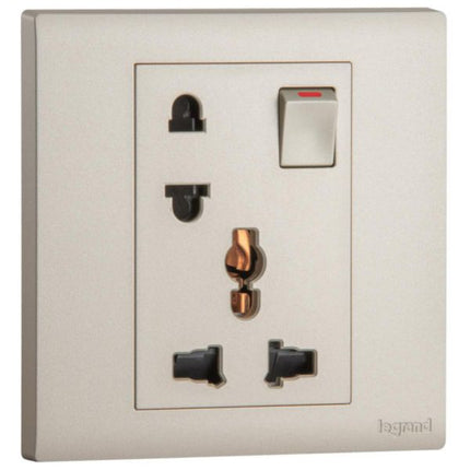MEC32053CHLegrandمقبس أوبريا أحادي الحزام 16A متعدد المعايير يورو-أمريكي مع مفتاح شامبانيا