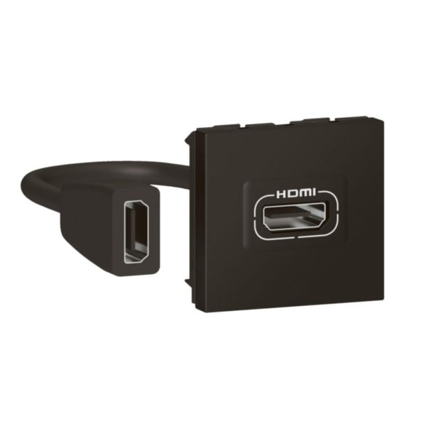 079479LLegrandمقبس HDMI موزايك مزود مسبقاً بسلك 2 وحدة أسود مات