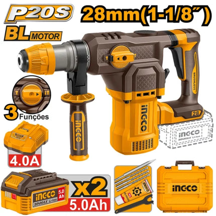 CRHLI202862INGCOمثقاب دوار لاسلكي INGCO 20V بسعة 28 ملم CRHLI202862