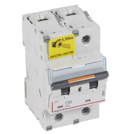 409775Legrandقاطع دائرة ليجراند DX3 ثنائي القطب 80A منحنى C بقدرة 25kA