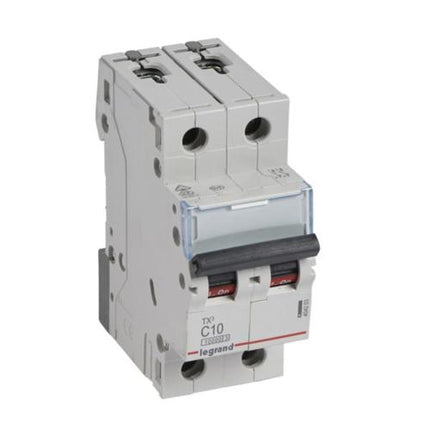 404203Legrandقاطع دارة Legrand TX3 ثنائي القطب 10A بسعة 10kA منحنى C