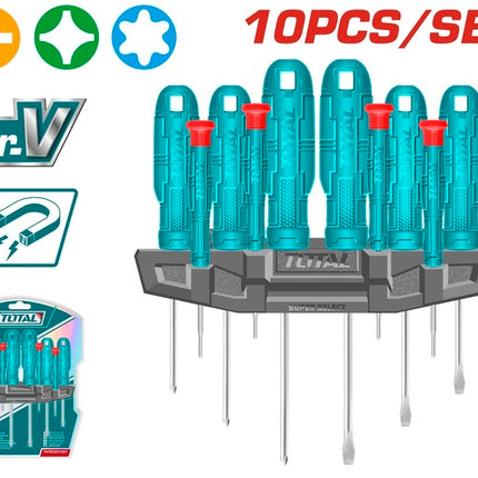 THTDC251001Total Toolsطقم مفكات ومفكات دقيقة من توتال 10 قطع (THTDC251001)