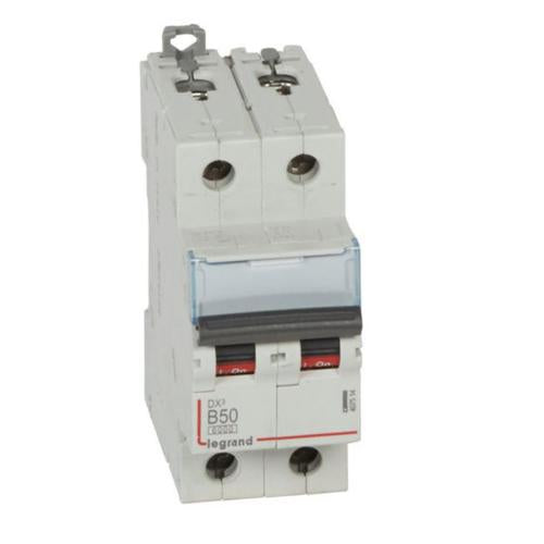 407514Legrandقاطع دائرة Legrand DX3 ثنائي القطب 50A منحنى B
