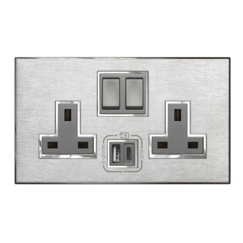 572807Legrandأرتيور - مقبس ثنائي القطب أحادي الطور مع شاحن USB A+C 27 واط