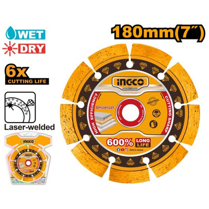 DMD071801INGCOقرص قطع الماس الملحوم بالليزر إنجكو 180 ملم 7 بوصة DMD071801
