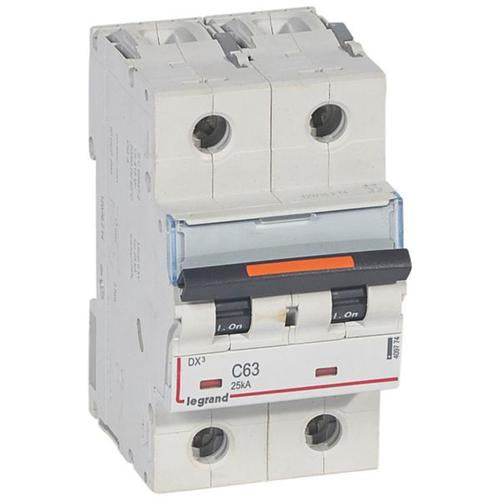 409774Legrandقاطع الدائرة الكهربائية Legrand DX3 ثنائي القطب 63A منحنى C
