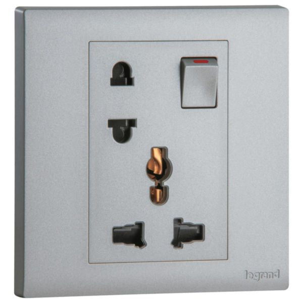 MEC32053SLLegrandمقبس Obria أحادي 16A متعدد المعايير يورو-أمريكي مع مفتاح فضي غامق