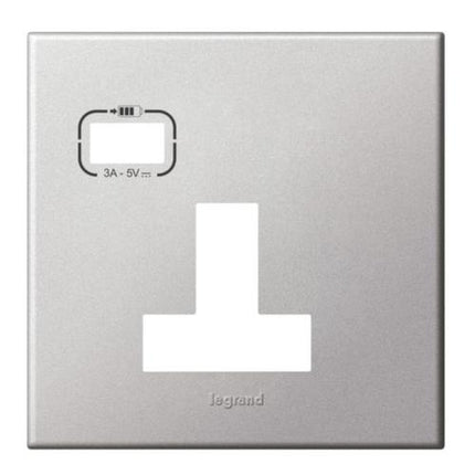 575189ALegrandلوحة ليجراند أحادية الوحدة BS 13A مع منفذ USB A ألومنيوم ناعم
