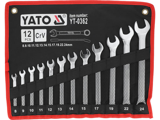 YT-0362Yatoمجموعة مفاتيح ياتو YT-0362 مع رأس مصقول 8-24 ملم 12 قطعة