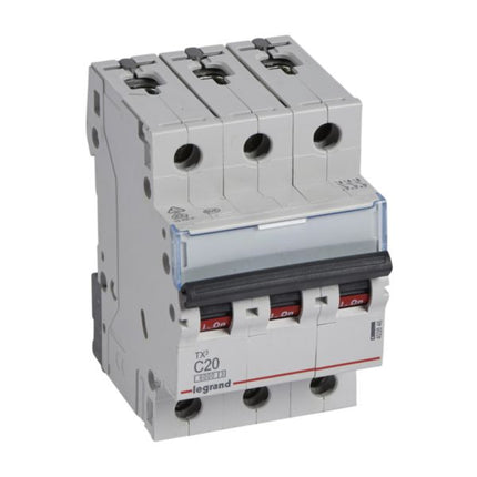 403546Legrandقاطع دائرة ليجراند MCB TX3 6000A ثلاثي الأقطاب 20A منحنى C