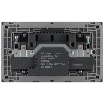 MEC33090BLLegrandأوبريا مقبس تبديل ثنائي BS 13A مع USB A+C 15W أسود غير لامع