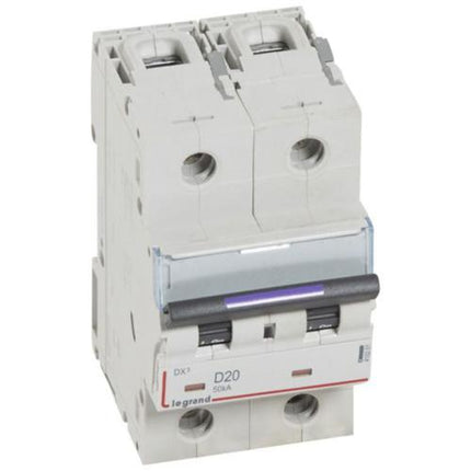 410201Legrandقاطع دائرة ليغراند DX3 ثنائي القطب 20 أمبير منحنى D