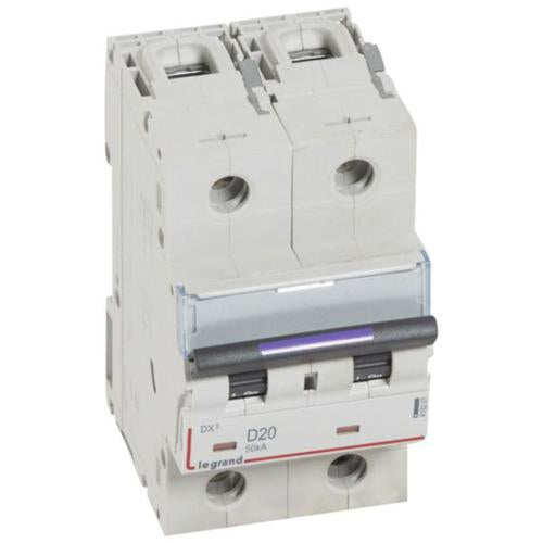 410201Legrandقاطع دائرة ليغراند DX3 ثنائي القطب 20 أمبير منحنى D
