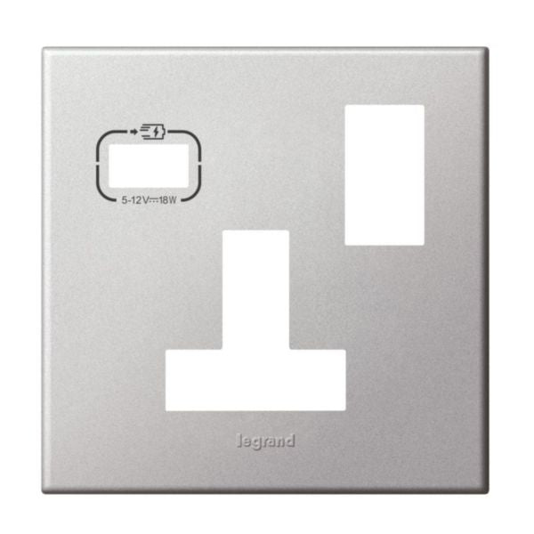 575453Legrandلوحة ليجراند بمقبس واحد BS 13A مع منفذ USB C ألومنيوم ناعم