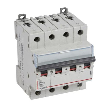 409534Legrandقاطع دارة MCB DX3 10000A رباعي الأقطاب 20A منحنى D