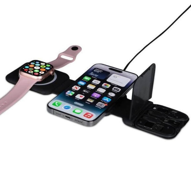 ITWC 1175Toolmart GiftsBOLERO - @memorii 2 in 1 Wireless Charger with Multi Cable Set - Black