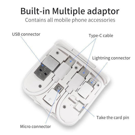 ITWC 1154Toolmart GiftsBOLERO - @memorii 2 in 1 Wireless Charger with Multi Cable Set - White