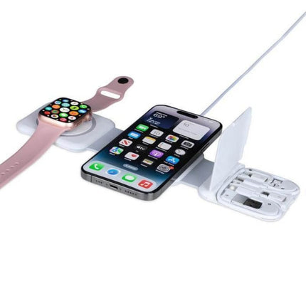 ITWC 1154Toolmart GiftsBOLERO - @memorii 2 in 1 Wireless Charger with Multi Cable Set - White