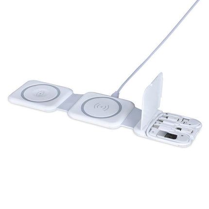 ITWC 1154Toolmart GiftsBOLERO - @memorii 2 in 1 Wireless Charger with Multi Cable Set - White