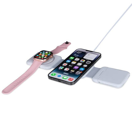 ITWC 1154Toolmart GiftsBOLERO - @memorii 2 in 1 Wireless Charger with Multi Cable Set - White