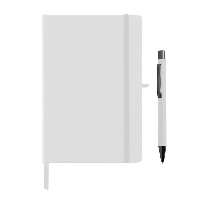 GSGL 5136Toolmart GiftsBORNA - Giftology A5 Hard Cover Notebook and Pen Set - White