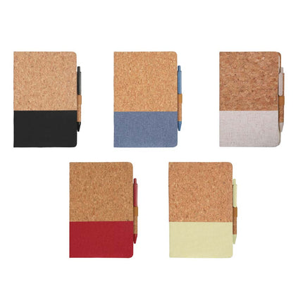 NBEN 103Toolmart GiftsBORSA - eco - neutral Set of A5 Cork Fabric Hard Cover Notebook and Pen - White